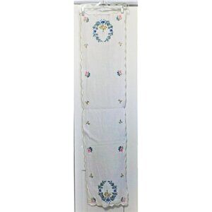 Unbranded Cross Stitch Table Runner 56" X 12" Pastel Floral Design Handmade